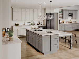 ตู้ครัวไม้เบิร์ชแบบสั่งทำตามแบบทันสมัยสำหรับโครงการอพาร์ทเมนต์ พร้อมแผงไม้อัดและไอส์แลนด์ - Product Image 6