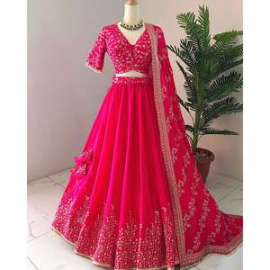 Hermosa ropa de fiesta nocturna Lehenga Choli con trabajo de secuencia de bordado - Product Image 3