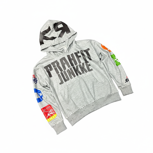 Sweat-shirt à capuche graphique vintage personnalisé, coupe oversize, effet vieilli, streetwear, en coton épais, style Y2K - Product Image 2