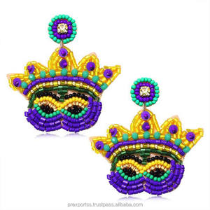 Pendientes de Aro Vibrantes para Mardi Gras, Joyería Bohemia para Niños, Tamaño Personalizado, para Fiestas y Festivales, Accesorio Llamativo en Morado, Verde y Amarillo - Product Image 4
