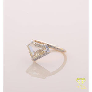 Trillion Cut Moissanite Diamond Engagement <b>Ring</b> Yellow Gold Pave Split Shank <b>Statement</b> Wedding <b>Ring</b> for Women - Product Image 4