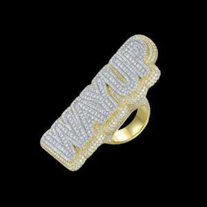 แหวนค็อกเทลทรงเรขาคณิตสไตล์ฮิปฮอป AMBER JEWELS ทองคำแท้ 18K ประดับด้วยหินธรรมชาติทรงบาแกตต์แบบฝังหนามเตย สำหรับทั้งชายและหญิง เหมาะสำหรับเป็นแหวนหมั้น - Product Image 3