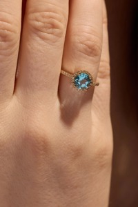 Bague halo en diamant avec diamants ronds brillants cultivés en laboratoire, poids total de 2 carats, or massif 14 carats, bague de fiançailles de luxe - Product Image 6