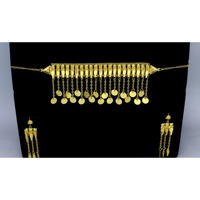 Collier Khanaqi avec boucles d'oreilles Parure de bijoux plaqué or de haute qualité Collier de bijoux de mode Bijoux arabes pour femmes
