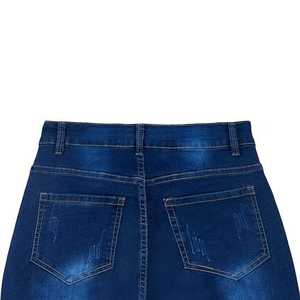 Jeans de mujer de talla grande de cintura alta y pierna recta, hasta la rodilla, de mezclilla lavada a la piedra, cómodos, casuales, con logotipo personalizado y cierre de botón. - Product Image 5
