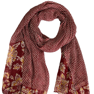 Dupatta de Poliéster Chifón con Estampado Floral Marrón, Ligera y Suave, Prenda Tradicional para Mujeres y Niñas, Elegante y Moderna para el Verano - Product Image 1