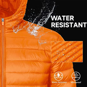 <b>Cheap</b> Price Custom Outerwear Manufacturer Lightweight Polyester Filling Zip Up Hooded <b>Jacket</b> Regular Fit Orange <b>Puffer</b> <b>Jackets</b> - Product Image 6