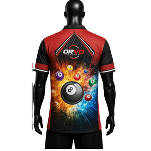 เสื้อโบว์ลิ่งลำลองผู้ชาย ORVO SPORTS ผ้าเทอร์รี่ แขนสั้น พิมพ์ลายแบบซับลิเมชั่น แห้งเร็ว ระบายอากาศได้ดี โพลีเอสเตอร์ 100% สีดำ สไตล์อเมริกัน - Product Image 6