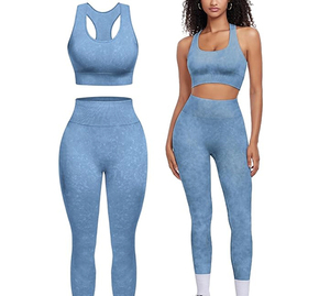 Conjunto de Yoga de 2 Piezas para Mujer, Tallas Grandes, Color Sólido, Cintura Elástica, Impermeable, Transpirable, Antibacterial, Ecológico, de Secado Rápido - Product Image 5