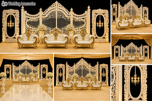 Décoration de scène de mariage asiatique style Palais Impérial, aménagement de mariage thème victorien blanc, scène de réception de mariage de luxe style Bollywood USA - Product Image 6