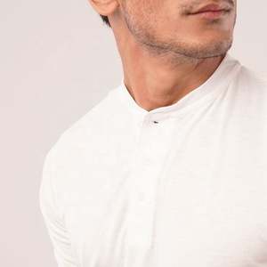 2026 Summer 300g Blank New Cross-Border <b>Men's</b> Short Sleeve Casual Sports <b>Henley</b> <b>Shirt</b> Solid <b>Men's</b> High Quality <b>Henley</b> T-<b>Shirt</b> - Product Image 4