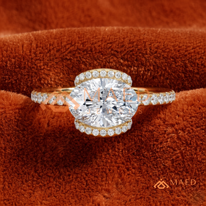 แหวนหมั้นทองคำขาว 14K ทรงวงรีประดับโมอิสซาไนต์ทรงโอวัล พร้อมวงแหวนแต่งงานแบบฝังเพชร ดีไซน์หรูหราสำหรับเจ้าสาว สินค้าอินเทรนด์จากสหรัฐอเมริกา - Product Image 1