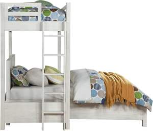 Lit Queen traditionnel en bois massif fini blanc patiné Meubles - Product Image 5