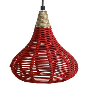 Lámpara Colgante Tejida a Mano de Yute Rojo y Beige Paradise Red - Product Image 3