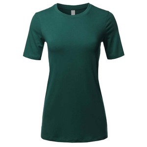 T-shirts décontractés respirants pour femmes, coupe classique unie, compressés, coupe régulière, style streetwear, vente en gros - Product Image 6