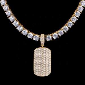925 Silver Moissanite Oval Charm Pendant Necklace Silver Plated Micro Insert Hip Hop Unisex Jewelry for Party Gift - Product Image 2