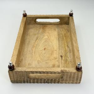Nuevo Producto: Bandeja de Madera de Mango con Asa Decorada con Cuentas para Servir Platos y Postres, Ideal para el Hogar, Hoteles y Restaurantes, a Bajo Precio - Product Image 3