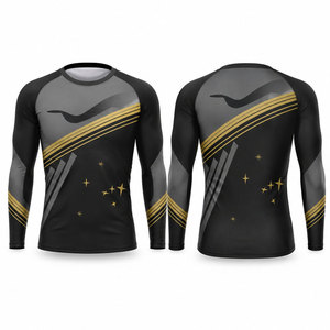 High Manufacture Latest Design <b>Compression</b> <b>Shirts</b> <b>for</b> <b>Men</b> O-neck Collar Lightweight Polyester/Spandex Long Sleeve Rash Guard - Product Image 1