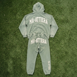 Conjunto de Sudadera Oversize Verde Personalizada y Pantalones Anchos de Felpa para Mujer, Chándal de Algodón Estilo Urbano OEM ODM - Product Image 5
