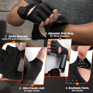 Guantes Acolchados para Levantamiento de Pesas con Soporte para Muñecas, Protección Completa de la Palma, Agarre para Entrenamiento en Gimnasio, Fitness, Ejercicio, Sin Dedos - Product Image 3