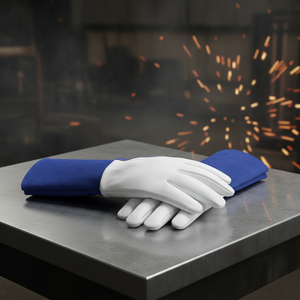 Guantes de Soldadura de Cuero Blancos y Azules con Puño Tipo Guanteleta, Resistentes a Salpicaduras de Metal Fundido y con Soporte para el Pulgar, Resistentes al Trabajo Pesado - Product Image 4