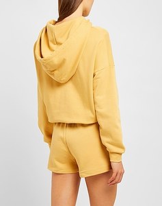 ชุดเซ็ตเสื้อครอปมีฮู้ดและกางเกงขายาวสำหรับผู้หญิง ผ้าฝ้ายฟลีซ 100% ความหนาปานกลาง เหมาะสำหรับฤดูหนาว - Product Image 5