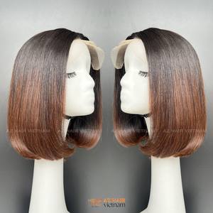 Peluca Bob de pelo vietnamita 100%, peluca Frontal de encaje HD de Color de Punta marrón 13x6, peluca Frontal de encaje para mujeres negras, extensiones de cabello humano - Product Image 1