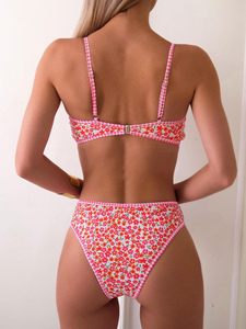 2026 New 2 Piece <b>Set</b> <b>Bikini</b> Beachwear <b>Sets</b> For Women Summer Sexy Colourful Pleated Floral Print <b>Triangle</b> Swimsuit High Waist - Product Image 3