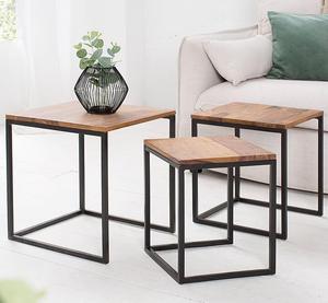 Juego de mesas de centro apilables con tapa metálica y almacenamiento, mesa auxiliar moderna para sala de estar, decoración para el hogar - Product Image 2