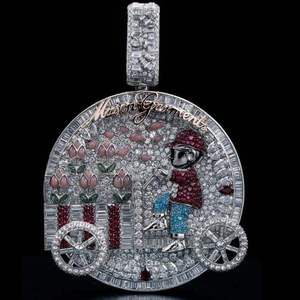 Hiphop Jewelry Trendy Iced Out <b>Initial</b> Name Letter Money Bag Charm <b>Pendant</b> 925 Sterling <b>Silver</b> VVS Moissanite Logo Certified - Product Image 1