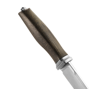 Cuchillos de Caza de Hoja Fija con Mango Texturizado Marrón y Negro, Hoja de Acero Plateado, Funda de Cuero Marrón para Camping y Senderismo - Product Image 2