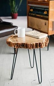 <b>Wood</b> <b>Slice</b> Side Table Hairpin Leg End Table Rustic Accent Stool for Living Room Decor - Product Image 4