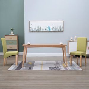 Ensemble de 2 chaises de salle à manger en tissu vert avec structure en bois, taille standard - Product Image 1