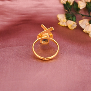 Anillo Ajustable de Latón Chapado en Oro con Cianita Azul Natural para Mujer - Product Image 3