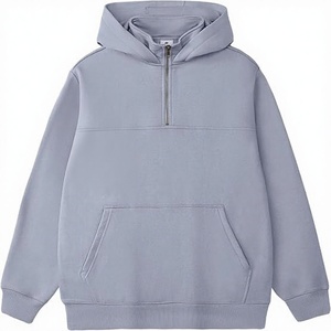 เสื้อฮู้ดซิป ¼ ตัว ผู้ชาย ไซส์ใหญ่ 400 แกรม ผ้าฝ้ายผสมโพลีเอสเตอร์เนื้อหนานุ่ม ระบายอากาศได้ดี สั่งผลิตจำนวนมาก พร้อมปักโลโก้ สำหรับใส่ในฤดูหนาว - Product Image 1