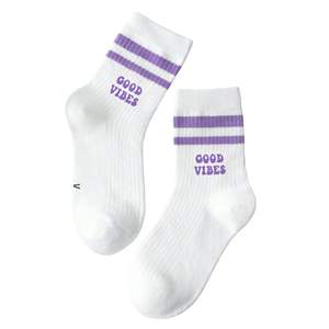 Calcetines de Algodón Acanalado Personalizados al por Mayor, Sublimados, Antideslizantes, Tejidos, para Adultos, con Logotipo en la Parte Inferior, de Secado Rápido, Transpirables y Ecológicos - Product Image 1