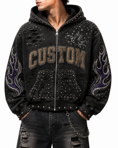 Sweat-shirt à capuche personnalisé en mélange de coton pour hommes, pull décontracté à manches longues, confortable pour le quotidien et le streetwear - Product Image 3
