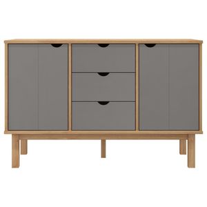 Aparador de Madera de Pino Macizo y Madera Sintética en Color Marrón y Gris para Muebles de Salón - Product Image 3