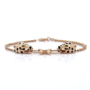 NOVA Women's 18K <b>Solid</b> <b>Gold</b> Emerald & Diamond Panther Bracelet Vintage Statement Design - Product Image 5