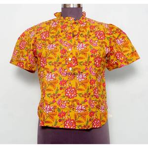 เสื้อผู้หญิงแขนกลาง ลายพิมพ์ลำลอง ผ้าฝ้ายทอ สไตล์วินเทจ ลายดอกไม้ สำหรับงานปาร์ตี้ริมชายหาด ขายส่งสำหรับฤดูร้อน - Product Image 1