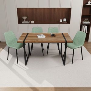 59 \ "tavolo da pranzo moderno sedia in legno naturale medievale in legno tavolo da cucina rettangolare in metallo Base sedia scamosciata-per ristoranti - Product Image 1