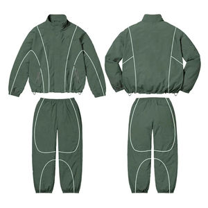 Men's Graphic Panel Windbreaker Jacket and Pants Set Athletic Training Tracksuit for Outdoor Wear - Product Image 2