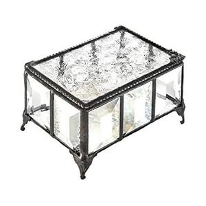 Boîtes à bijoux modernes en laiton et verre biseauté, faites à la main, moulées sous pression, avec couleurs et dimensions personnalisées |   Organisateur de bijoux décoratif pour la maison - Product Image 5