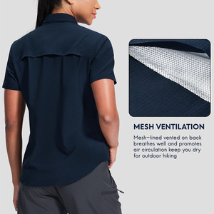 Camisas de Pesca para Mujer, Corte Holgado, Manga Corta, Transpirables, Color Sólido, Estilo Único - Product Image 2