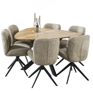 Table de salle à manger compacte en bois d'acacia massif et métal, pliable, durable, finition naturelle et noire, pour la maison, l'hôtel, la cuisine, le restaurant - Product Image 2