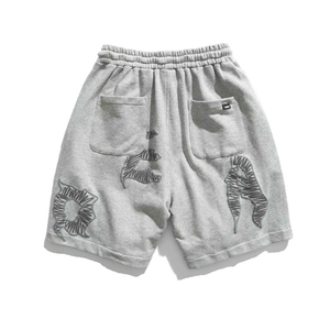 Shorts en jean déchiré uni pour hommes, coupe slim décontractée, taille haute, fermeture à cordon, séchage rapide, respirant, 100 % coton, vente en gros - Product Image 6