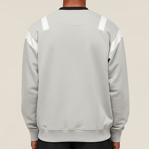 Sweat-shirt à col rond en molleton 100% coton, surdimensionné, avec fermeture éclair, panneaux cousus, broderie personnalisée du logo, idéal pour l'hiver, avec appliqué - Product Image 5