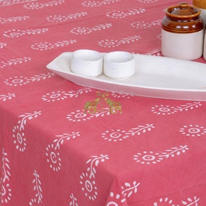 Floral Print Dabu 100% Cotton Elegant Handmade Block Printed Traditional Heritage Rectangle Artisan Design <b>Table</b> <b>Cover</b> - Product Image 5