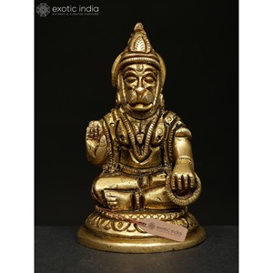 Fait à la main 3 pouces Lord Hanuman Statue en laiton petit article de bénédiction fabriqué en Inde Sculpture oeuvre - Product Image 2