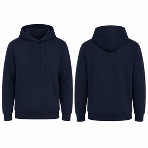 Sweat à capuche unisexe bleu marine personnalisé en molleton de coton épais, fabricant OEM ODM de sweats à capuche vierges sous marque privée - Product Image 1